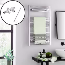 Bray Straight Flat Heated Towel Rail / Warmer / Radiator, Chrome - Dual Fuel 1000 500