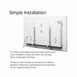 Adax Neo Electric Panel Heater, Timer, Portable - 1400W, White
