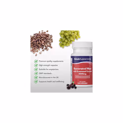 Resveratrol Capsules with Grapeseed Extract 5000mg | Vegan & Vegetarian Friendly | 60 Capsules = 1 Month Supply | Manufactured in The UK