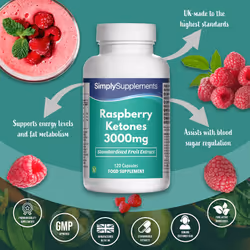 Raspberry Ketones 3000mg 120 Capsules | Vegan & Vegetarian Friendly | Manufactured in The UK