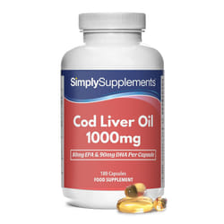 Cod Liver Oil 1000mg | Rich in Omega 3 Fatty Acids | 180 Capsules