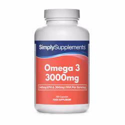 Omega 3 Fish Oil 3000mg Capsules | 180 Capsules | Providing EPA & DHA | Manufactured in The UK