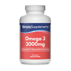 Omega 3 Fish Oil 3000mg Capsules | 180 Capsules | Providing EPA & DHA | Manufactured in The UK