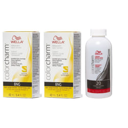 3.6oz) Wella Color Charm Haircolor 8NG Light Beige Blonde - 8NG + 8NG+Developer (Vol. 20