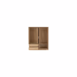 Charles 4 Door 2 Drawer Mirrored Wardrobe in Oak Effect Finish Metal Runners