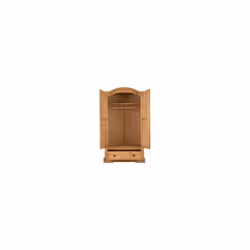 Corona 2 Door 1 Drawer Wardrobe Distressed Waxed Pine Hanging Rail Metal Handles