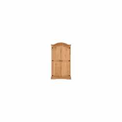 Corona 2 Door Wardrobe Hanging Rail and Shelf in Distressed Waxed Pine