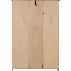 Panama 3 Door Wardrobe Waxed Pine Finish Hanging Rail Shelves Metal Handles