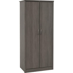 Lisbon 2 Door Wardrobe Black Wood Grain Effect Storage and Hanging Rail
