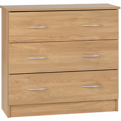 Bellingham 3 Drawer Chest of Drawers in Oak Effect Veneer Metal Runners