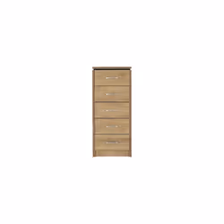 Charles 5 Drawer Narrow Chest Oak Effect Veneer with Walnut Trim