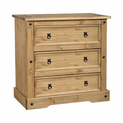 Seconique Corona Distressed Waxed Pine 3 Drawer Chest