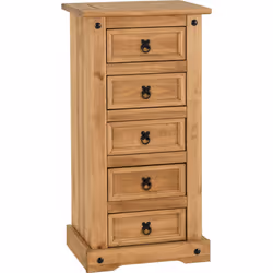 Seconique Corona Pine Tall 5 Drawer Chest - Distressed Waxed Finish