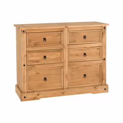 Corona Distressed Waxed Pine With Plywood Drawer Base - 6 Drawer Chest