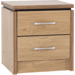 Charles 2 Drawer Bedside Oak Effect Veneer with Walnut Trim