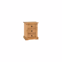 Corona 3 Drawer Bedside Chest Storage Furniture Distressed Waxed Pine