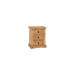 Corona 3 Drawer Bedside Chest Storage Furniture Distressed Waxed Pine
