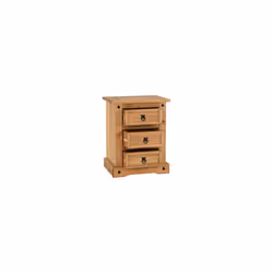 Corona 3 Drawer Bedside Chest Storage Furniture Distressed Waxed Pine