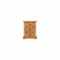 Corona 3 Drawer Bedside Chest Storage Furniture Distressed Waxed Pine