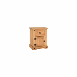 Corona 1Drawer 1Door Bedside Cabinet Pine Distressed Waxed Pine