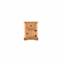 Corona 1Drawer 1Door Bedside Cabinet Pine Distressed Waxed Pine