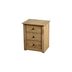 Seconique Panama Solid Waxed Pine 3 Drawer Bedside Chest