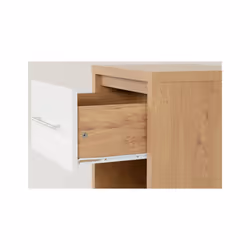 Seville 1 Drawer Bedside Cabinet White High Gloss/Light Oak Effect Veneer