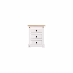 Corona 3 Drawer Bedside Chest Of Drawers White/Distressed Waxed Pine
