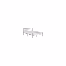 Orion Metal Bed Frame Silver-Wooden HeadBoard/FootBoard Caps - 4FT 6inch Double 135cm