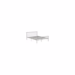 Orion Metal Bed Frame Silver-Wooden HeadBoard/FootBoard Caps - 4FT 6inch Double 135cm