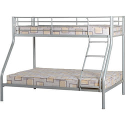 Tandi Triple Sleeper Metal Bunk Bed Double 4ft6 and Single 3ft in Silver Finish