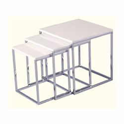 Seconique Charisma Living Room Nest of Tables - White Gloss with Chrome Legs