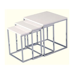 Seconique Charisma Living Room Nest of Tables - White Gloss with Chrome Legs