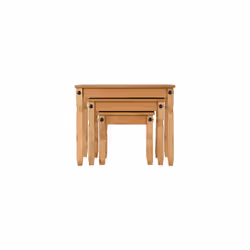 Seconique Corona Distressed Waxed Pine Nest of 3 Tables