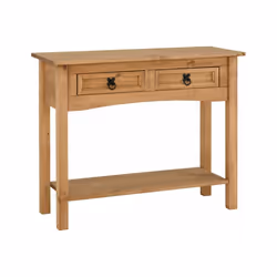 Corona Distressed Waxed Pine 2 Drawer Console Table