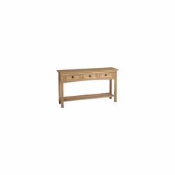 Seconique Corona Solid Mexican Waxed Pine Large Console Table with 3 drawers and shelf
