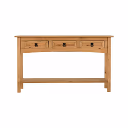 Seconique Corona Solid Mexican Waxed Pine Large Console Table with 3 drawers and shelf