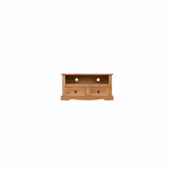 Corona 2Drawer Flat Screen TV Unit Distressed Waxed Pine -Metal Handle