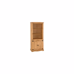 Corona 2 Door Display Unit/Bookcase - Distressed Waxed Pine
