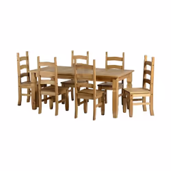 Seconique Corona Mexican Pine 6ft Dining Set - Supplied with 6 Pine Chairs