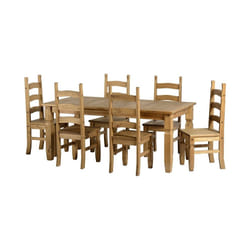 Seconique Corona Mexican Pine 6ft Dining Set - Supplied with 6 Pine Chairs