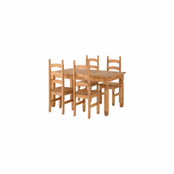 Corona Extending Dining Set (4 Chairs) - Distressed Waxed Pine