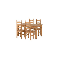 Corona Extending Dining Set (4 Chairs) - Distressed Waxed Pine