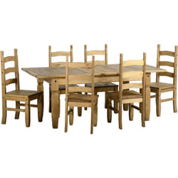Seconique Corona Mexican Pine Extending Dining Set - Supplied with Six Chairs