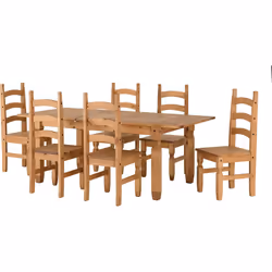 Seconique Corona Mexican Pine Extending Dining Set - Supplied with Six Chairs