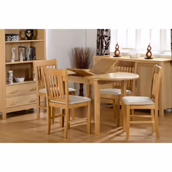 Seconique Oxford 4 Seater Extending Oak Dining Set - Natural Oak & Mink Microsuede Fabric