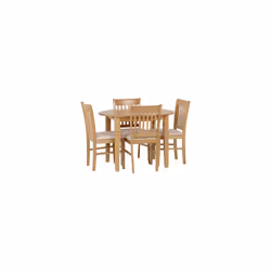 Seconique Oxford 4 Seater Extending Oak Dining Set - Natural Oak & Mink Microsuede Fabric