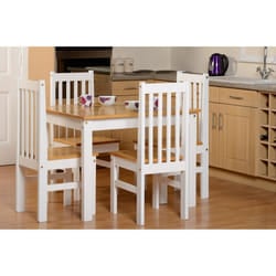 Seconique Ludlow Pine 4 Seater Dining Set - Oak & White Lacquer Finish