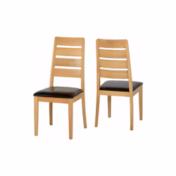 Seconique Logan Oak Finished 4 Seater Dining Set with Brown Faux Leather Padded Chairs