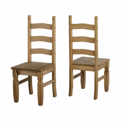 Seconique Corona Distressed Waxed Pine Dining Chairs, Set of 2